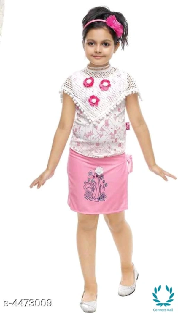 KId's Girl's Clothing Sets  - 4-5 Years, White/ Baby Pink, Top &Bottom Fabric: Cotton Blend, Multi Pack ;1